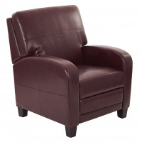 OSP Home Furnishings BP-WLRC-BD24 Wellington Recliner in Cocoa Bonded Leather with Antique Bronze Nail heads and Dark Espresso Legs